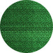 Round Machine Washable Abstract Green Modern Area Rugs, wshabs4484grn