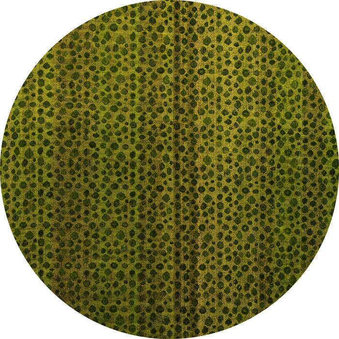 Round Abstract Yellow Modern Rug, abs4484yw