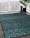 Abstract Deep Teal Green Modern Rug in Family Room, abs4484