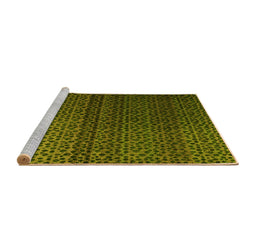 Sideview of Machine Washable Abstract Yellow Modern Rug, wshabs4484yw