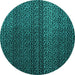 Round Abstract Turquoise Modern Rug, abs4484turq