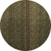 Round Abstract Brown Modern Rug, abs4484brn