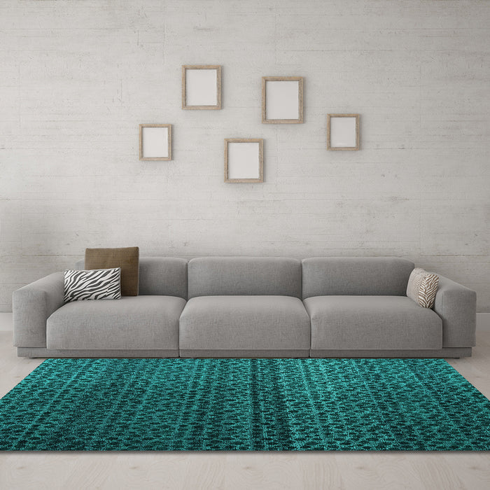 Machine Washable Abstract Turquoise Modern Area Rugs in a Living Room,, wshabs4484turq