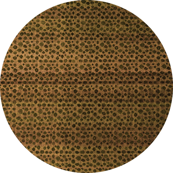Round Machine Washable Abstract Orange Modern Area Rugs, wshabs4484org