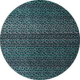 Round Abstract Deep Teal Green Modern Rug, abs4484