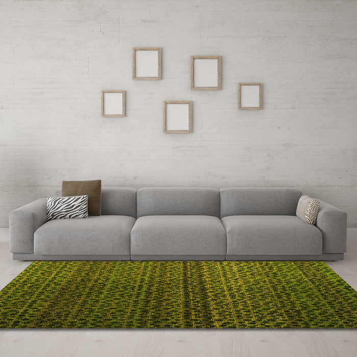 Machine Washable Abstract Yellow Modern Rug in a Living Room, wshabs4484yw