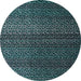 Round Machine Washable Abstract Deep Teal Green Rug, wshabs4484