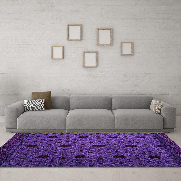 Machine Washable Abstract Purple Modern Area Rugs in a Living Room, wshabs4485pur