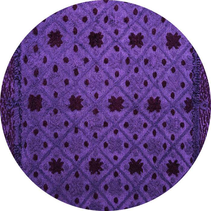 Round Abstract Purple Modern Rug, abs4485pur