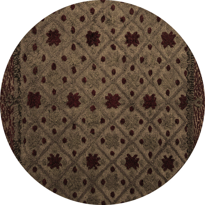 Round Abstract Brown Modern Rug, abs4485brn