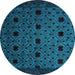 Round Machine Washable Abstract Light Blue Modern Rug, wshabs4485lblu