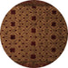 Round Machine Washable Abstract Orange Modern Area Rugs, wshabs4485org