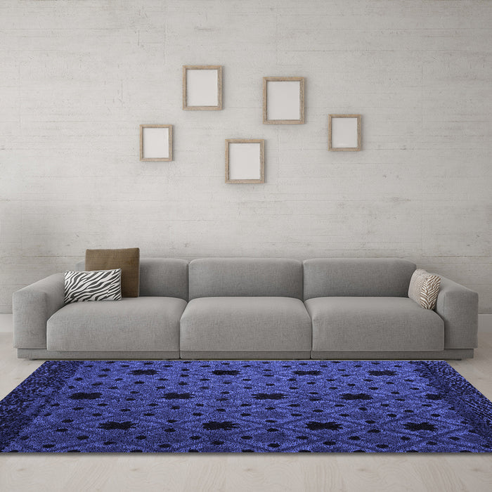 Machine Washable Abstract Blue Modern Rug in a Living Room, wshabs4485blu