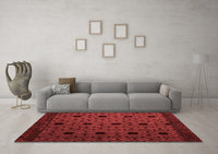 Machine Washable Abstract Red Modern Rug, wshabs4485red