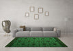 Machine Washable Abstract Green Modern Area Rugs in a Living Room,, wshabs4485grn