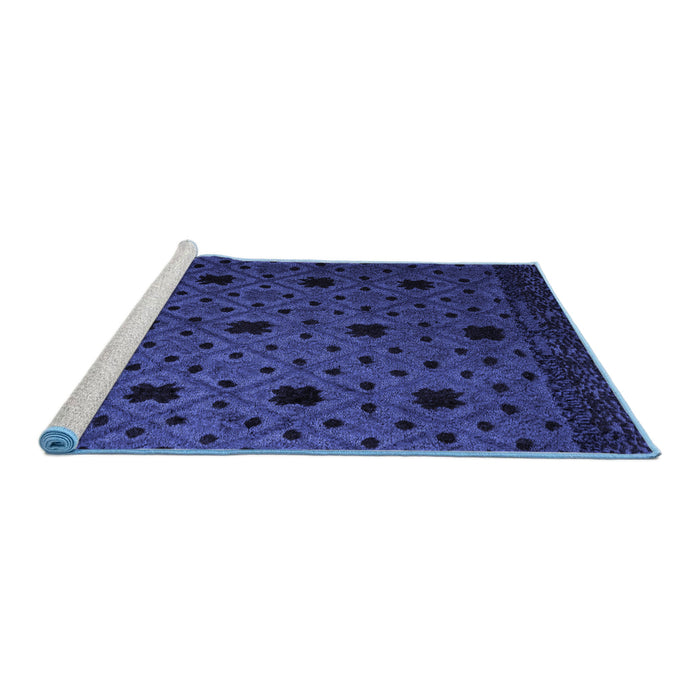 Sideview of Machine Washable Abstract Blue Modern Rug, wshabs4485blu