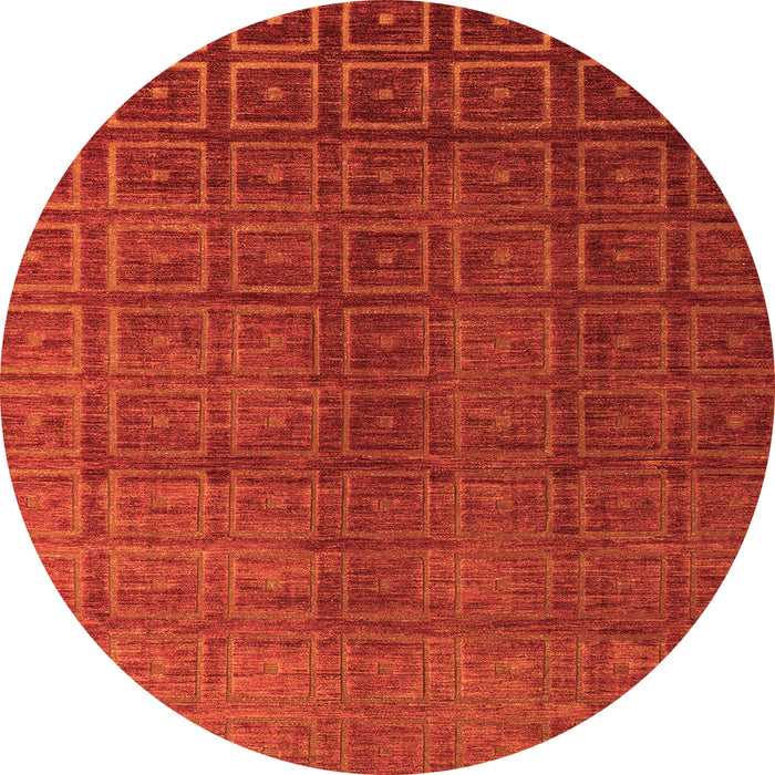 Round Machine Washable Abstract Orange Modern Area Rugs, wshabs4486org