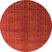 Round Machine Washable Abstract Orange Modern Area Rugs, wshabs4486org