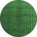 Round Abstract Emerald Green Modern Rug, abs4486emgrn