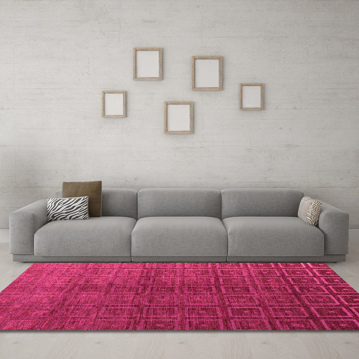 Machine Washable Abstract Pink Modern Rug in a Living Room, wshabs4486pnk