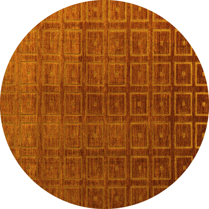 Round Abstract Yellow Modern Rug, abs4486yw