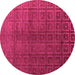 Round Machine Washable Abstract Pink Modern Rug, wshabs4486pnk