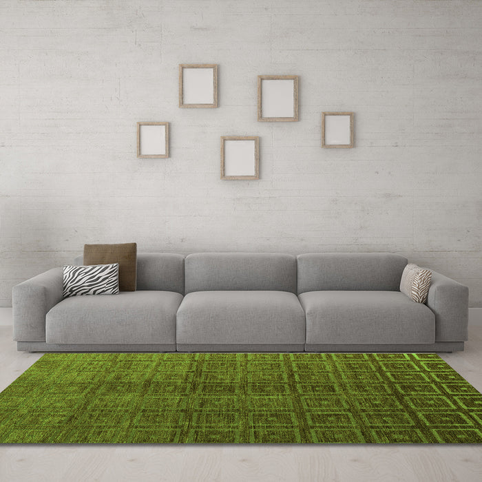 Machine Washable Abstract Green Modern Area Rugs in a Living Room,, wshabs4486grn