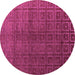 Round Machine Washable Abstract Purple Modern Area Rugs, wshabs4486pur