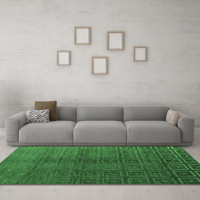 Machine Washable Abstract Emerald Green Modern Area Rugs in a Living Room,, wshabs4486emgrn