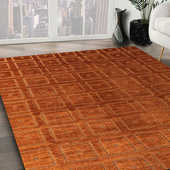 Machine Washable Abstract Red Rug in a Family Room, wshabs4486