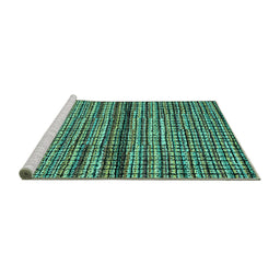 Sideview of Machine Washable Abstract Turquoise Modern Area Rugs, wshabs4487turq