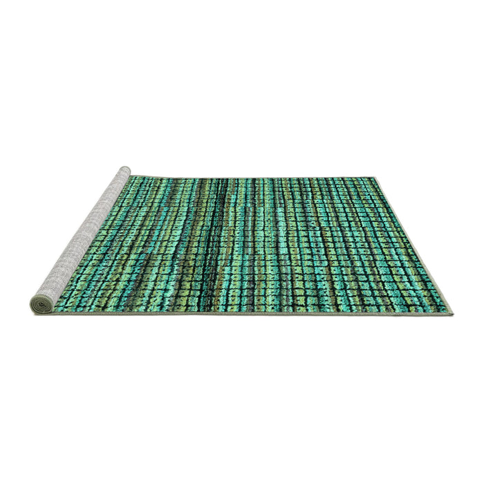 Sideview of Machine Washable Abstract Turquoise Modern Area Rugs, wshabs4487turq
