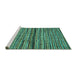 Sideview of Machine Washable Abstract Turquoise Modern Area Rugs, wshabs4487turq