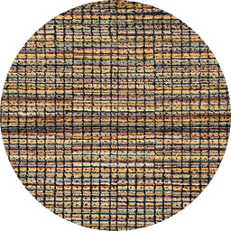 Round Machine Washable Abstract Bakers Brown Rug, wshabs4487