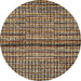 Round Machine Washable Abstract Bakers Brown Rug, wshabs4487