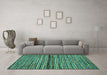 Machine Washable Abstract Turquoise Modern Area Rugs in a Living Room,, wshabs4487turq