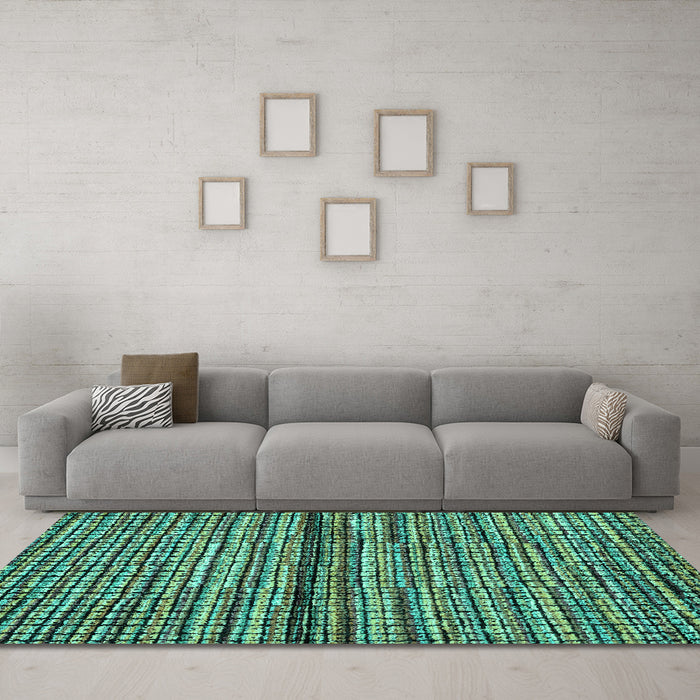 Machine Washable Abstract Turquoise Modern Area Rugs in a Living Room,, wshabs4487turq