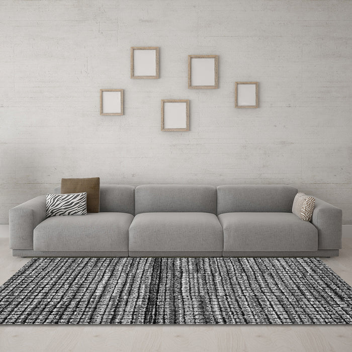 Machine Washable Abstract Gray Modern Rug in a Living Room,, wshabs4487gry