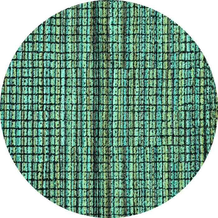 Round Machine Washable Abstract Turquoise Modern Area Rugs, wshabs4487turq
