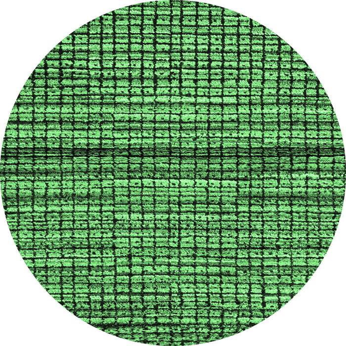 Round Machine Washable Abstract Emerald Green Modern Area Rugs, wshabs4487emgrn