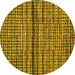 Round Abstract Yellow Modern Rug, abs4487yw