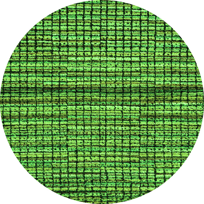Round Machine Washable Abstract Green Modern Area Rugs, wshabs4487grn