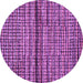 Round Machine Washable Abstract Purple Modern Area Rugs, wshabs4487pur