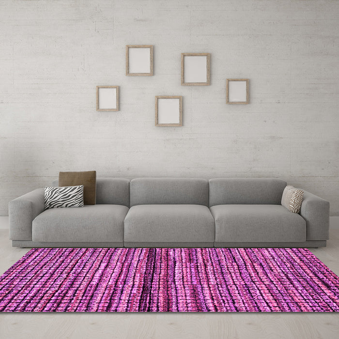Machine Washable Abstract Pink Modern Rug in a Living Room, wshabs4487pnk