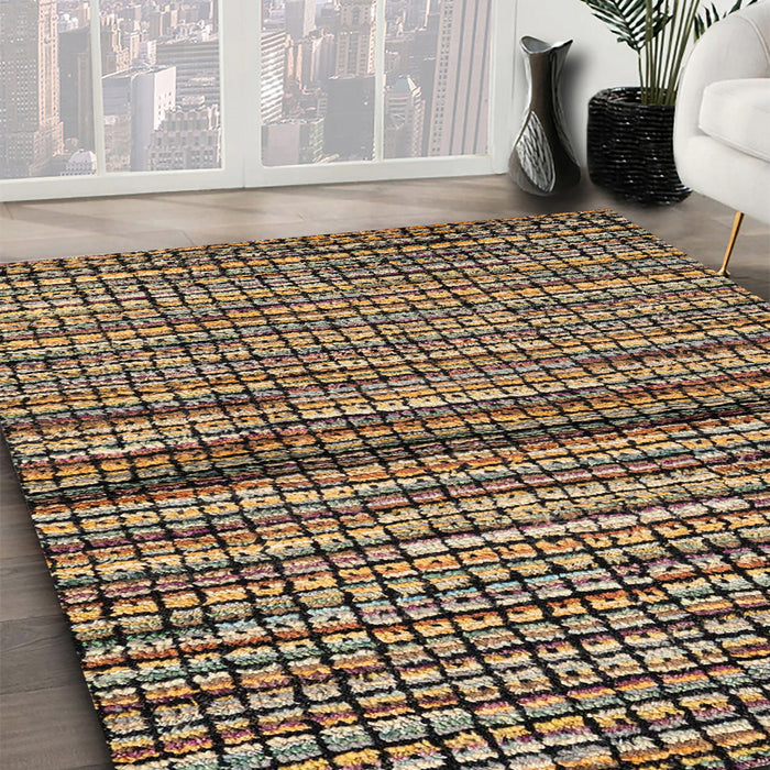 Machine Washable Abstract Bakers Brown Rug in a Family Room, wshabs4487