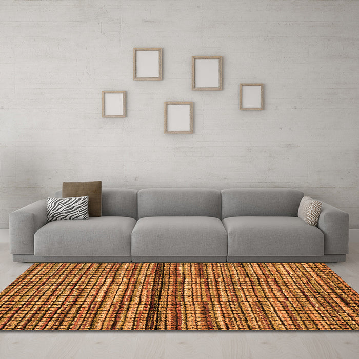 Machine Washable Abstract Orange Modern Area Rugs in a Living Room, wshabs4487org