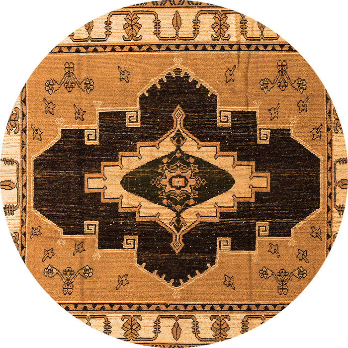 Round Abstract Orange Modern Rug, abs4488org