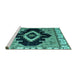 Sideview of Machine Washable Abstract Turquoise Modern Area Rugs, wshabs4488turq