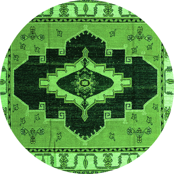 Round Machine Washable Abstract Green Modern Area Rugs, wshabs4488grn
