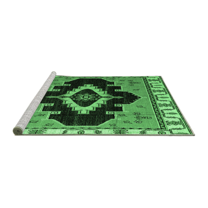 Sideview of Machine Washable Abstract Emerald Green Modern Area Rugs, wshabs4488emgrn